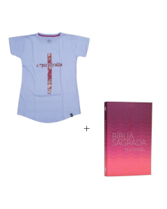 Camiseta feminina tamanho G + Bíblia Sagrada Camisa Gospel Evangélica
